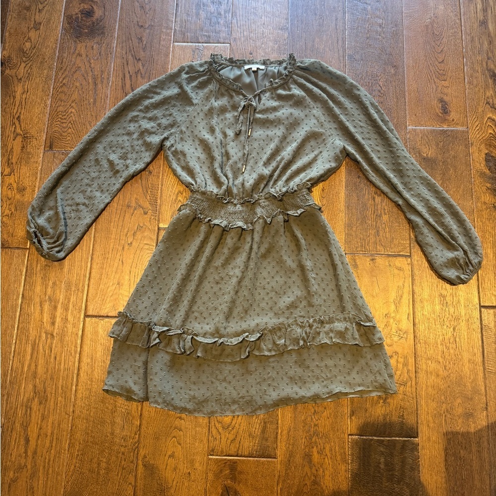 Skies Are Blue Olive Green Dress